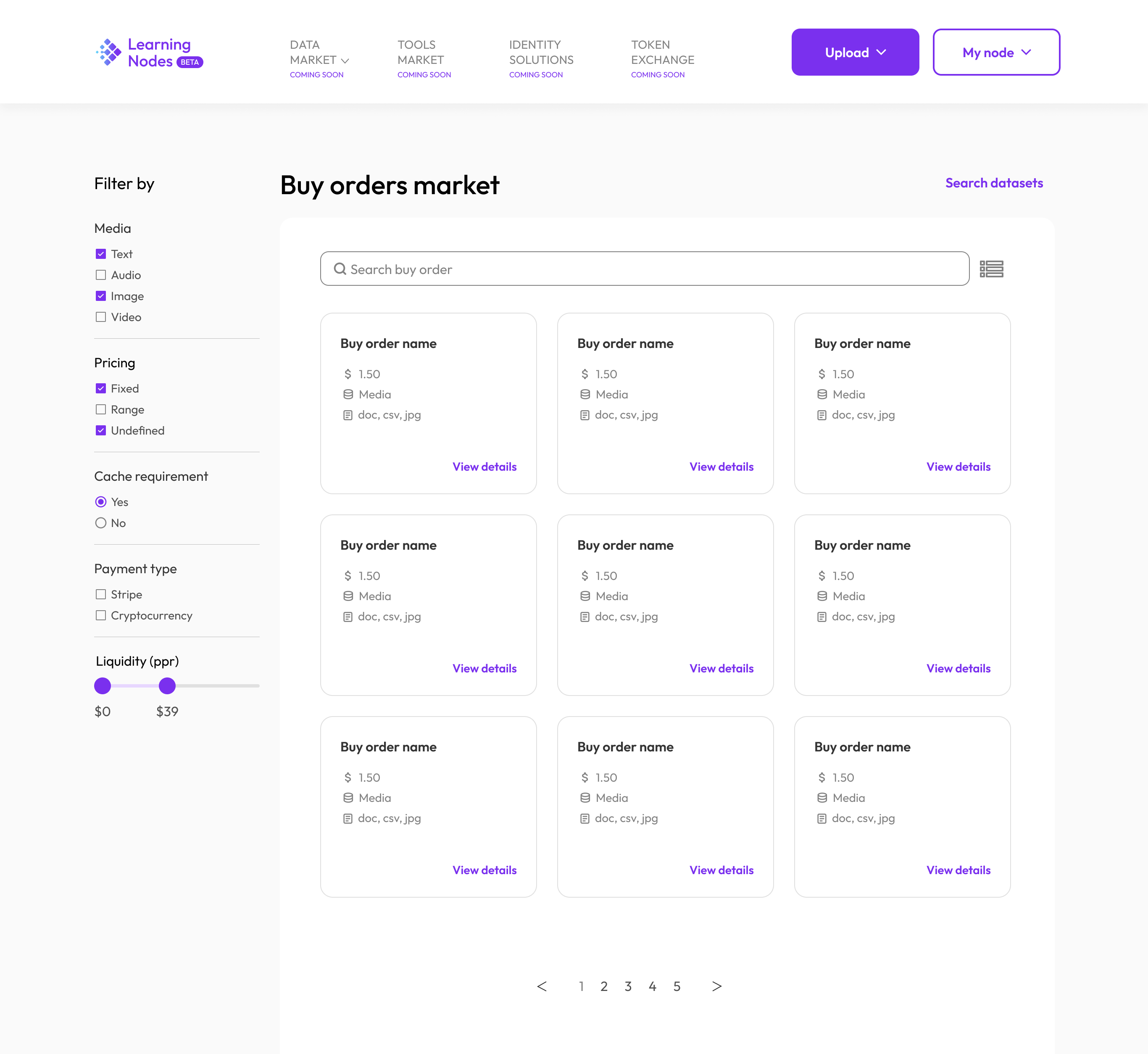 Upload/Link to your dataset as a bid